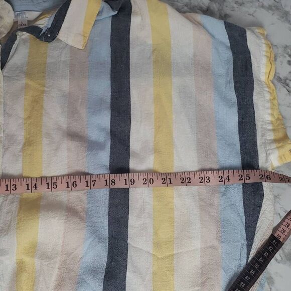 Time and Tru Burton Down Yellow and Blue Stripped Short Sleeve Shirt - Picture 7 of 8